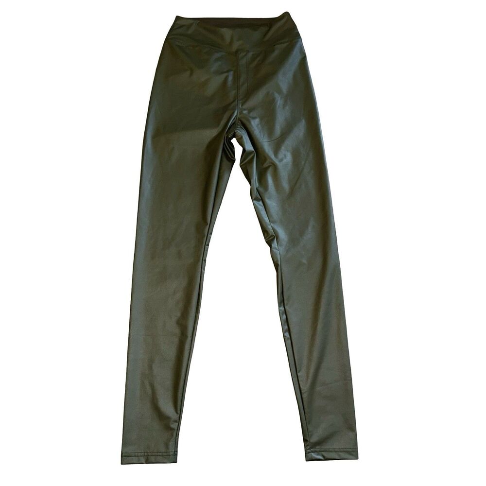 NWT Offline By Aerie Real Luxe Green Vegan Faux Leather Leggings‎ M $59.95
